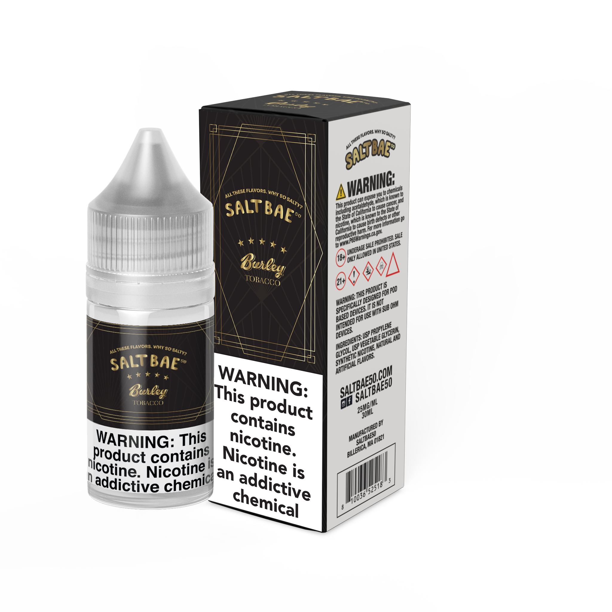 30ML_BOX_BURLEY_TOBACCO_3d192f45-7315-40ff-8d49-8491a38c376e Burley Tobacco - Saltbae50 - 30ml - Image 1