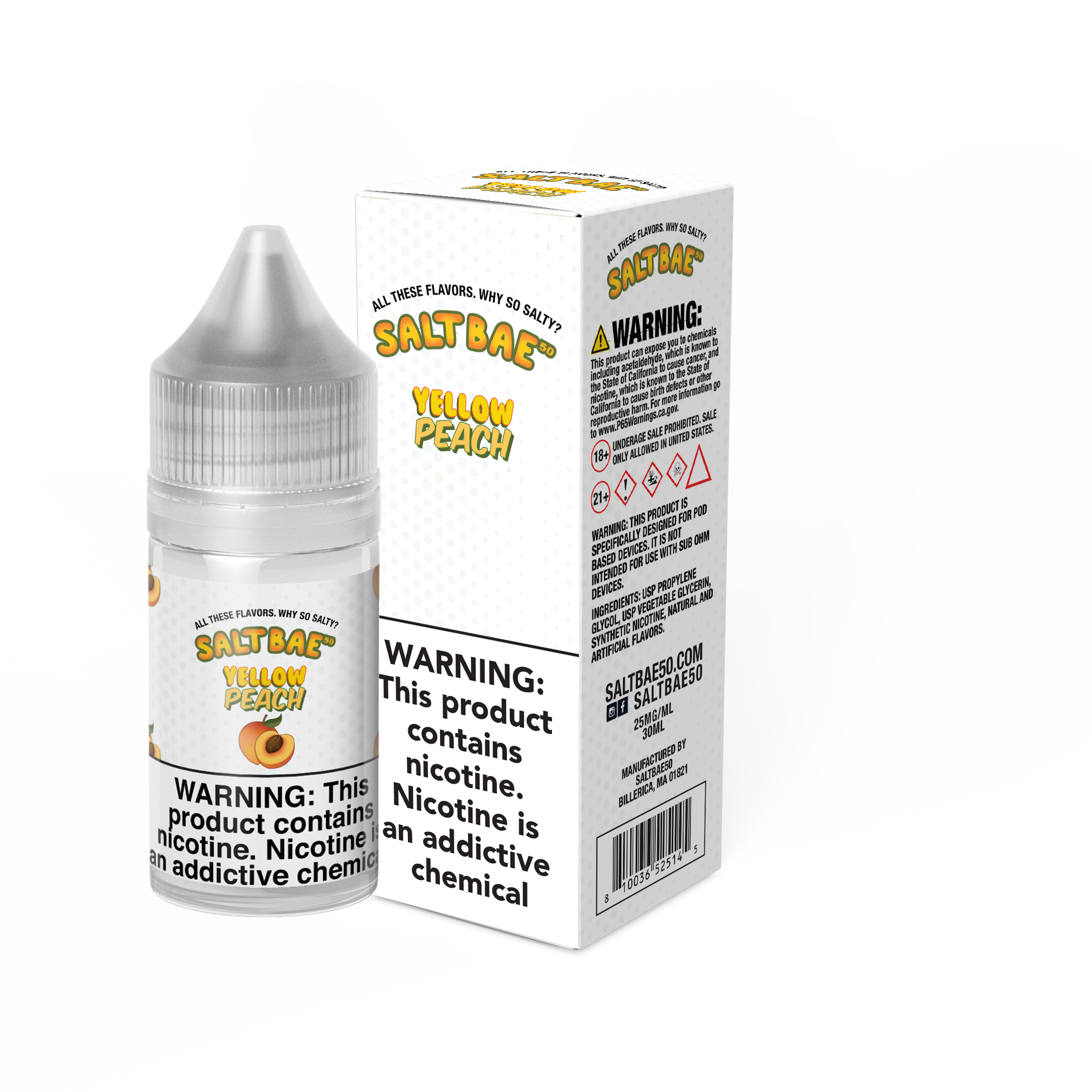 30ML_BOX_YELLOW_PEACH Yellow Peach - Saltbae50 - 30ml - Image 1
